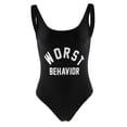 thumbnail image 2 of Bañador Monokini de 1 pcs con eslogan de comportamiento /negro para mujeres y niñas Salvador Traje de baño de mujer Onepiece, 2 of 8