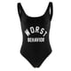 thumbnail image 2 of Bañador Monokini de 1 pcs con eslogan de comportamiento /negro para mujeres y niñas Salvador Traje de baño de mujer Onepiece, 2 of 8
