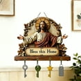 thumbnail image 2 of Tupukom Key Holder Under $10 2D Flat Wall Art Keychain Holder, Rustic Wooden Key Rack with 4 Metal Hooks, Farmhouse Religious Decor for Entryway, Christian Gifts for Family and Friends, 2 of 7