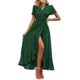 thumbnail image 1 of Vestido largo cruzado PRETTYGARDEN con estampado floral, escote en V y abertura - Talla L, 1 of 8