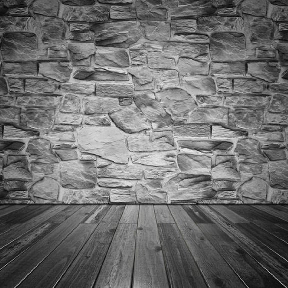 GreenDecor 5x7ft Photo Backdrop Printed Photography Backgrounds Stone Wall and Wooden Floor Backdrop
