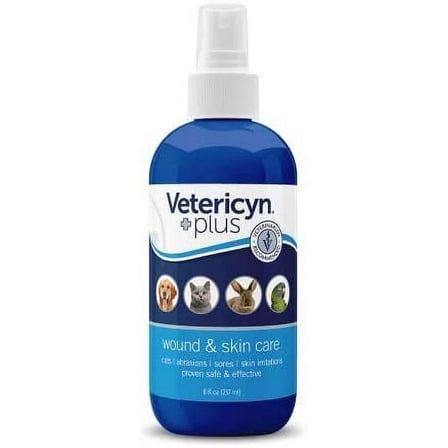 Vetericyn Plus All Animal Wound and Skin Care Spray. Cleans and Relieves Cuts, Abrasions, Irritations, and Sores. Non-Toxic, No Sting Formula. (8 oz)