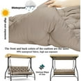 thumbnail image 4 of Replacement Cushions for Swing, Waterproof Porch Swing Cushion, 2-3 Seat Outdoor Bench Cushion with Backrest for Patio Furniture Garden Porch Loveseat Glider Pad (Khaki 70*40in), 4 of 7
