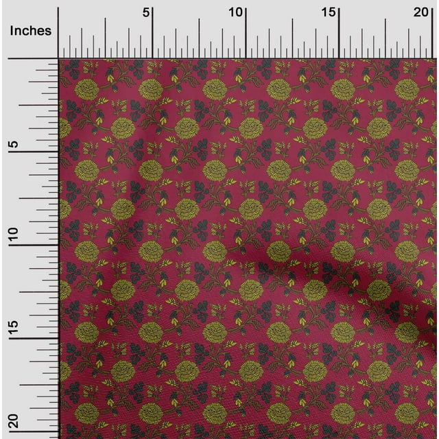 oneOone Cotton Poplin Fabric Leaves & Floral Block Fabric Prints By Yard 42 Inch Wide