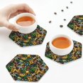 thumbnail image 7 of Gaeub Hawaiian Culture Symbols Print 6 Pcs Leather Coasters for Drinks ,Drink Coasters Sets,Drink Table Cup Coasters for Living Room Kitchen Coffee Decor,Hexagon, 7 of 7