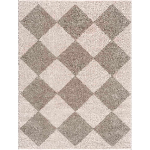 BoutiqueRugs Arilla Contemporary Area Rug - Machine Washable - Peach, Medium Gray - 7'10" x 10'