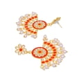 thumbnail image 3 of Crunchy Fashion Bollywood Jwellery Traditional Ethnic Wedding Bridesmaid designer Gold-Plated Imitattion Pearl & Red Kundan Earring With Maang Tika, 3 of 4