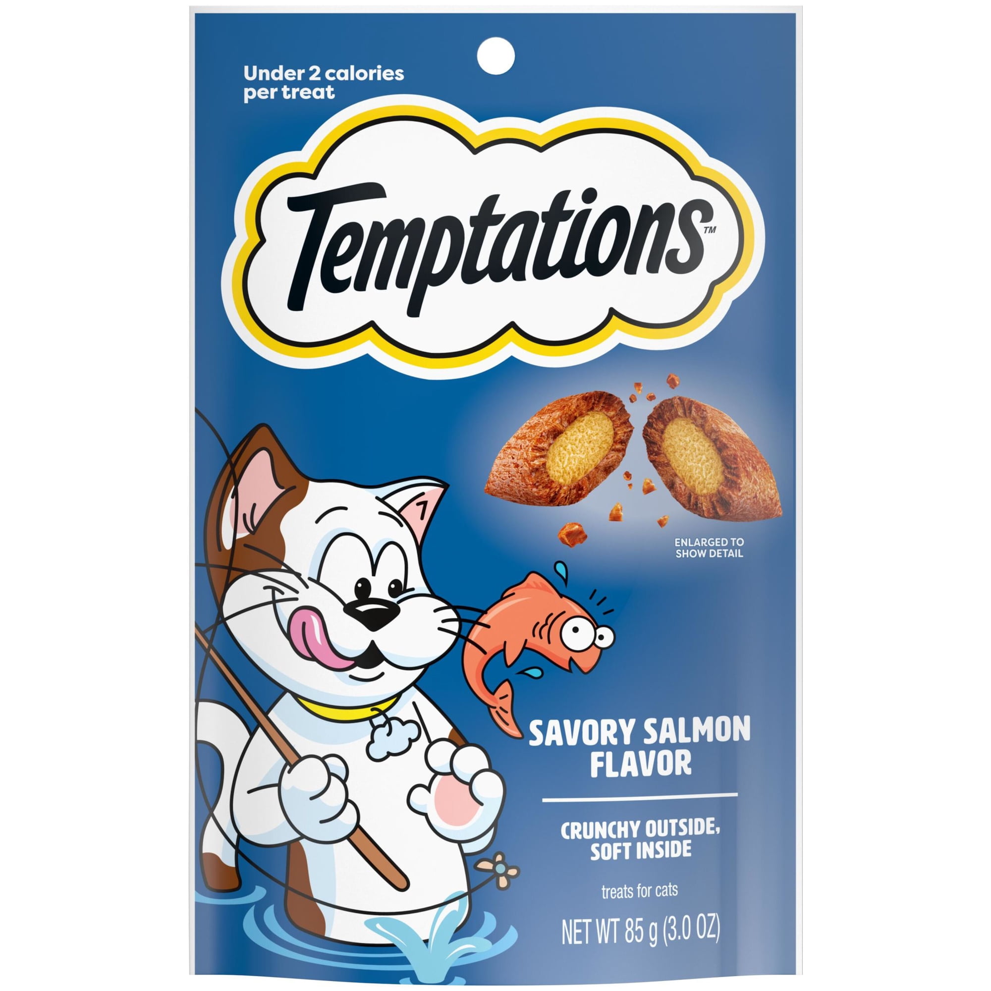 Temptations Classic Savory Salmon Flavor Crunchy And Soft Treats For Cats, 3 Oz Pouch