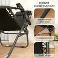 thumbnail image 6 of Outsunny Zero Gravity Lounge Chair Set of 2 Reclining Folding Outdoor Lounge Chairs with Cushion, Headrest, and Side Tray for Patio Beach, Black, 6 of 9