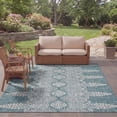 thumbnail image 3 of SAFAVIEH Courtyard Fowler Geometric Indoor/Outdoor Area Rug, Teal/Grey, 5'3" x 7'7", 3 of 10