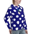 thumbnail image 6 of Picia Navy And White Polka Dot Pattern Casual Women's Hoodie, Hooded Sweatshirt with Kangaroo Pocket, Comfortable Pullover with Eye-catching Drawstrings-XX-Large, 6 of 7