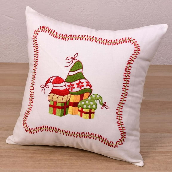 Herrschners® Gnome Present Boxes Pillow Stamped Embroidery Kit