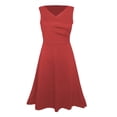thumbnail image 4 of Daznico Women's Casual Sleeveless V-Neck Fit and Flare Midi Dress Solid Color Summer Dress,M, 4 of 4