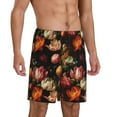 thumbnail image 2 of Wukai Colorful Tulips Men’s Short Pajama Pants With Pockets Soft Sleep Pj Shorts for Men-Small, 2 of 6