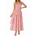 thumbnail image 3 of Women'S Summer Boho Strapless Maxi Dress Casual Sleeveless Off Shoulder Beach Long Sundress Pink XL, 3 of 9
