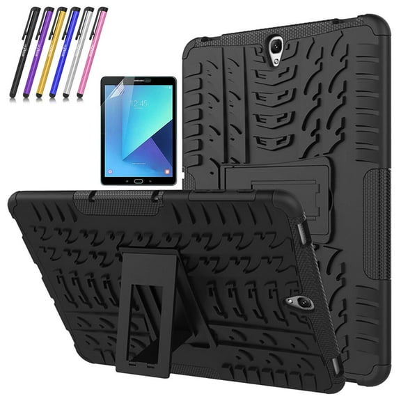 Goldcherry For Galaxy Tab S3 9.7 T820 Tablet Case Hybrid Armor with Stand Detachable Dual Layer Protective Shell Hard Back Cover for Samsung Galaxy Tab S3 9.7 Inch 2017 Tablet SM-T820/T825(Black)