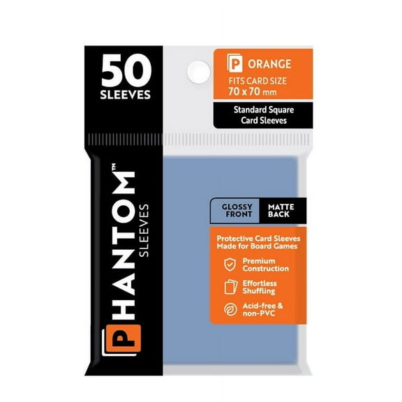 Phantom Sleeves: "Orange Size" (70mm x 70mm) - Gloss/Matte (50) (Compatible with: Standard Square Card Sleeves)