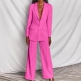 thumbnail image 4 of Pantalones de traje liso de manga larga para mujer, conjuntos de traje de negocios elegantes informales, traje de dos piezas Pompotops  qwe22281, 4 of 8