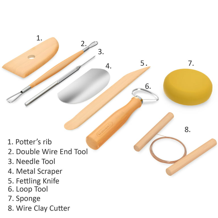 Pottery Tool Kit- 8 Piece Stainless Steel Clay Sculpting and