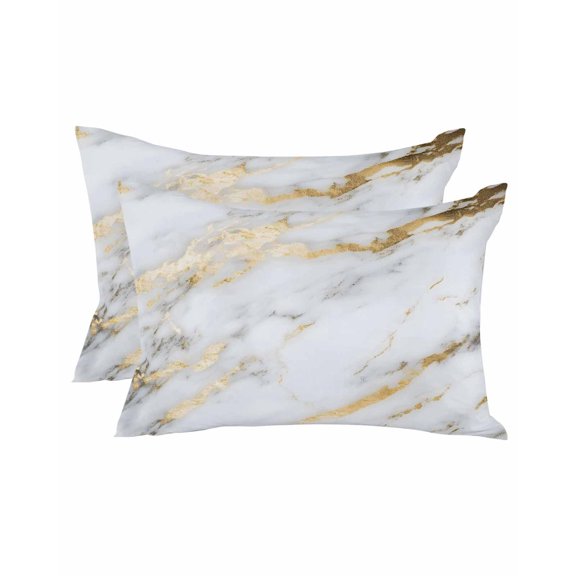 Waterproof Outdoor Throw Pillows with Inserts 12"x20" Set of 2, Gray Marble Soft Decorative Pillowcases for Couch Bedroom, Abstract Art Yellow Crack Pillow Covers for Sofa Living Room
