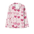 thumbnail image 3 of Rciityk Valentines Pjs Sets for Woman Cute Heart Print Long Sleeve Button Up Shirt Top with Long Pant Pajama Sets Lounges Ladies Pajamas Sets, 3 of 4