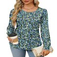 thumbnail image 2 of LEEYNEER Womens Blouses Floral Printed Pleated Short Sleeve Tunic Tops for Women Dressy Casual Summer Shirts, 2 of 6