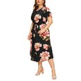 thumbnail image 1 of Frontwalk Women Fashion Plus Size Midi Dress Crew Neck Oversized Tunic Sundress Floral Printed Street Swing A-Line Dresses, 1 of 2