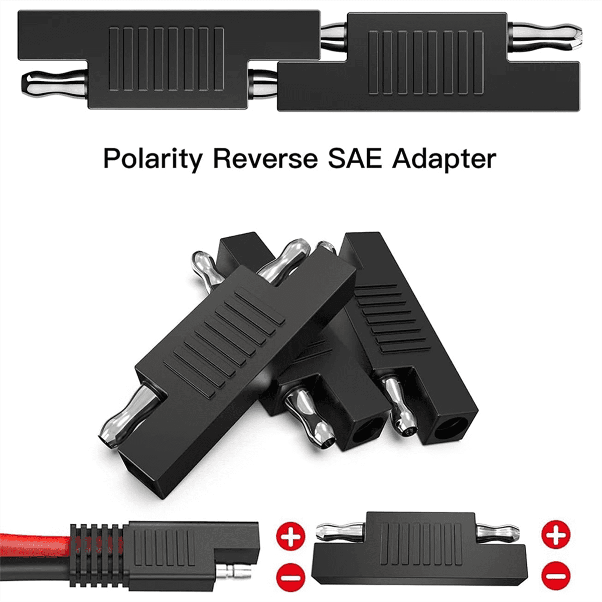SAE Connector to Polarity Reverse Quick Disconnect Cable Plug Adapter for Solar Panel Battery Charger-5Pack