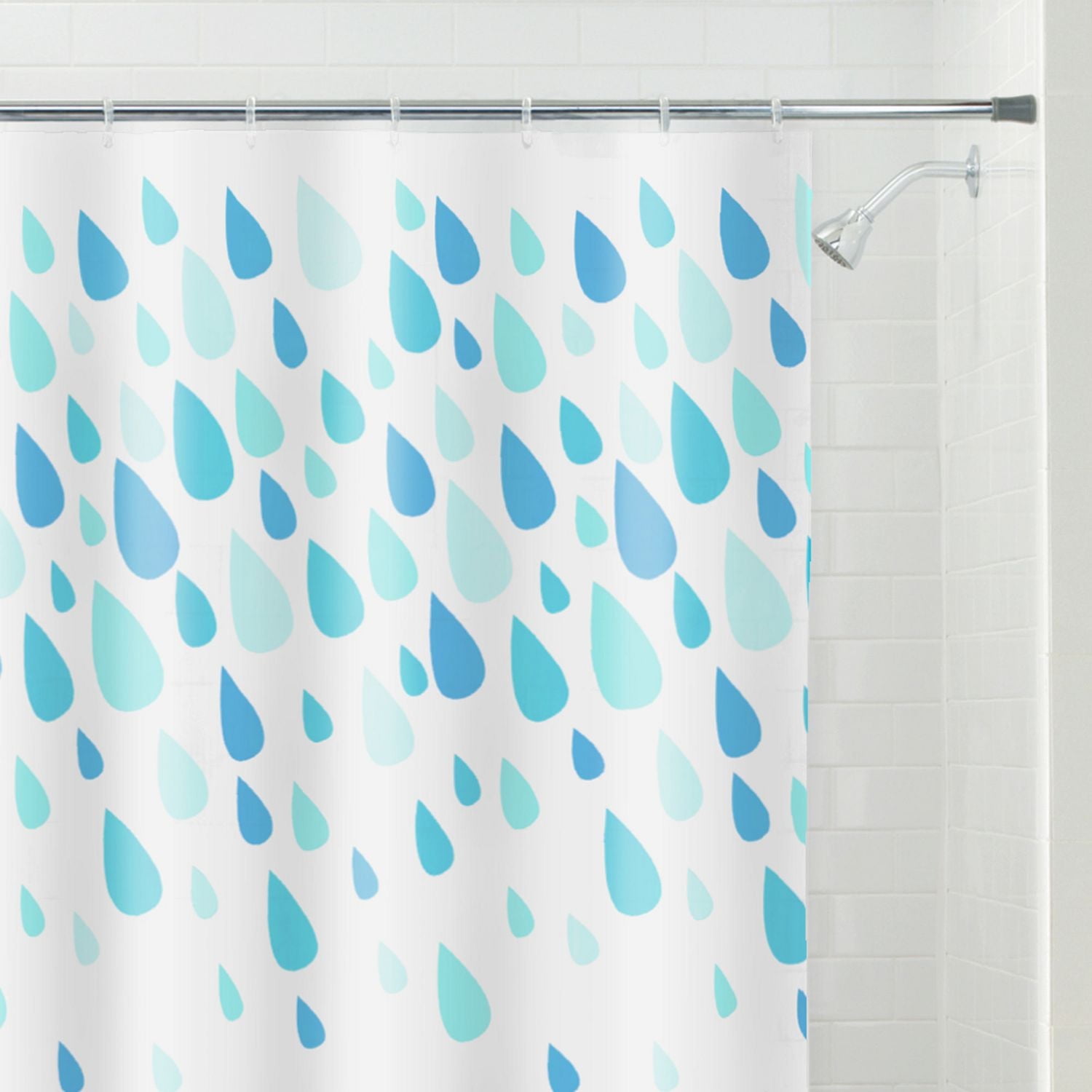 Mainstays PEVA Raindrops Shower Curtain or Liner, 70" x 72", Aqua