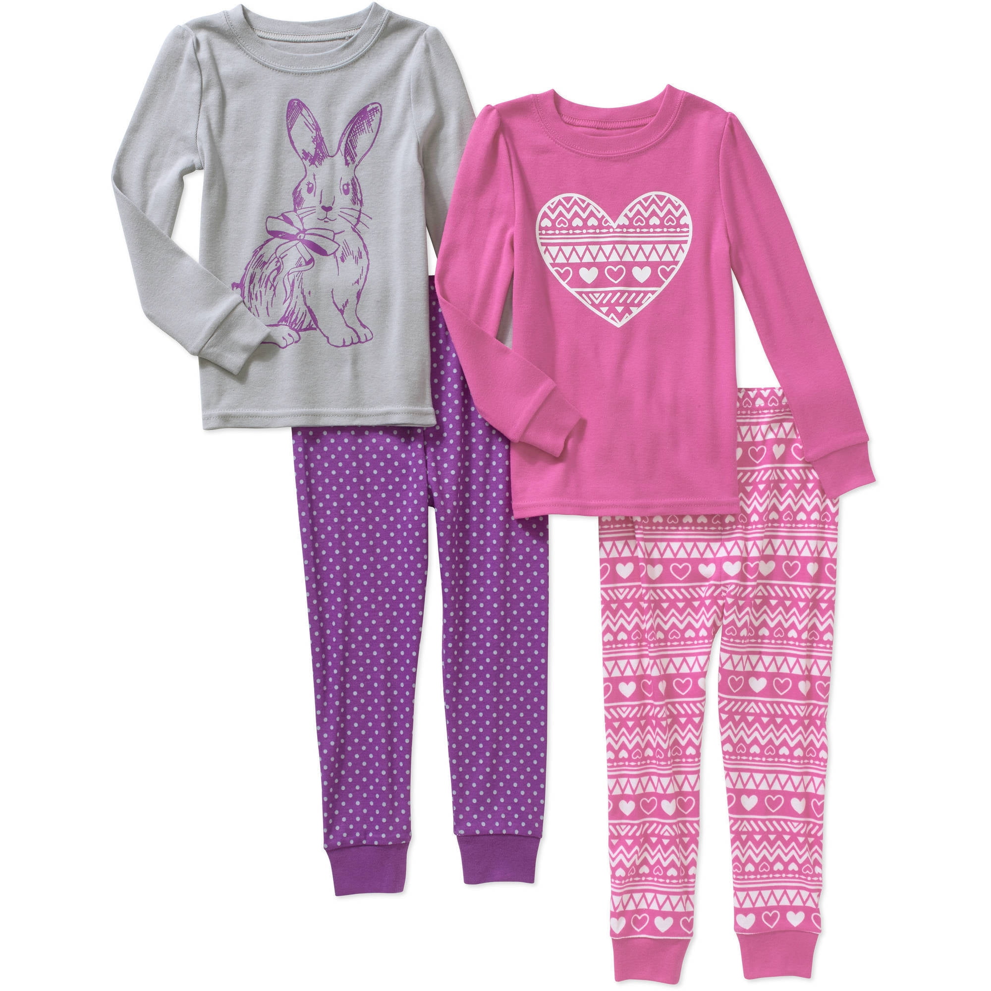 Baby Toddler Girl Cotton Tight Fit Pajamas, 4piece set