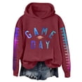 thumbnail image 1 of WZXFASHION Chandail de Football pour Femmes Imprimé Graphique Dimanche Décontracté Manches Longues Col Rond Automne 2025 Chandail Été Soldes Liquidation Chandail à Capuche à Fermeture à Glissière Complet, 1 of 4