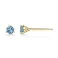 thumbnail image 3 of 3mm Blue Topaz Round Stud Earrings for Women in 14k Yellow Gold with 3-Prong Martini November Birthstone Jewelry by Lavari Jewelers, 3 of 4