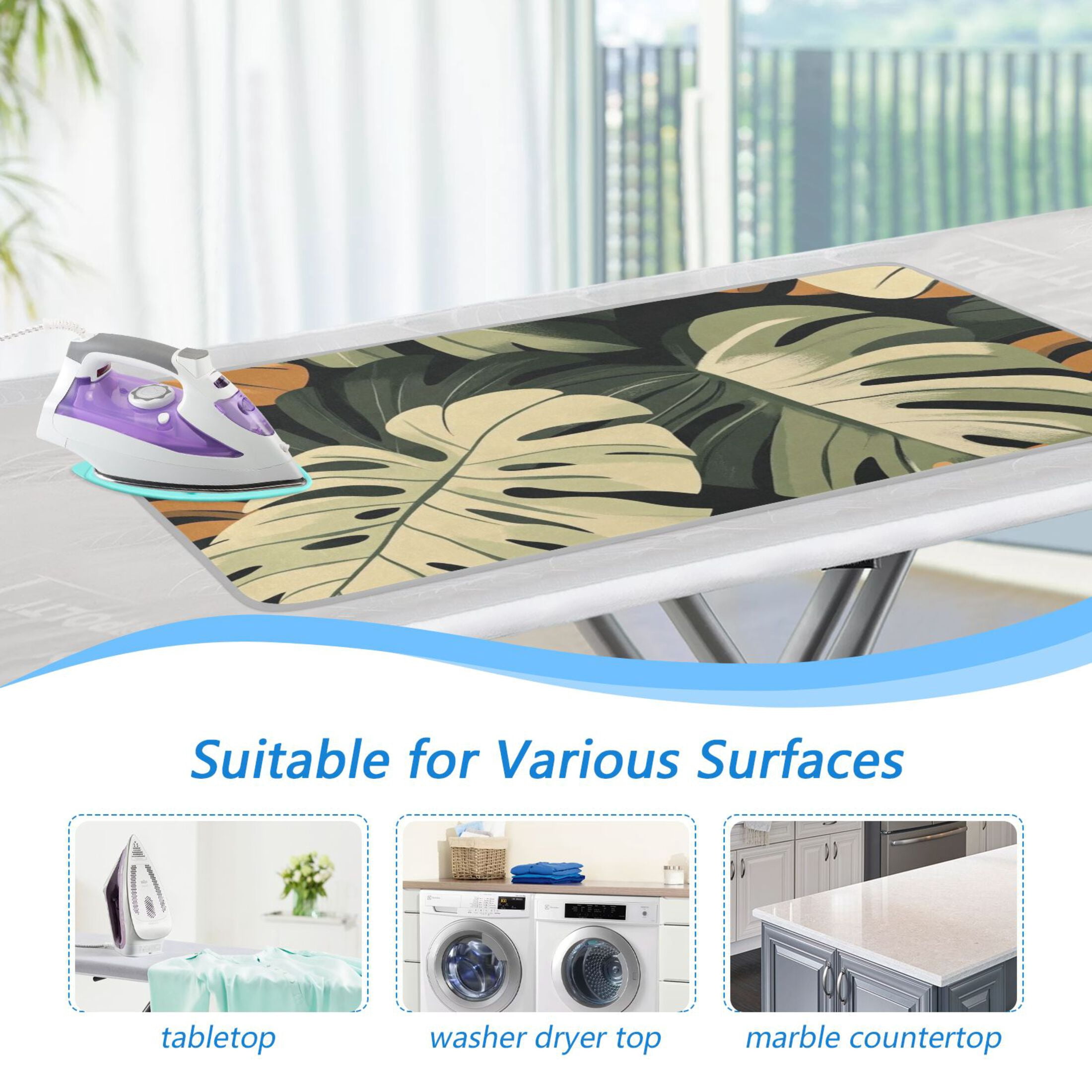 Tropical Plants Ironing Mat Blanket for Table Top Travel Portable Ironing Board Pad 47.2x27.6 Inch