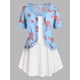 thumbnail image 1 of Top de flores de gasa de tamaño grande con juego de cami superior Rosegal Camisetas tallas grandes, 1 of 5