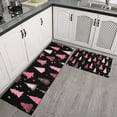 thumbnail image 2 of Black and Pink Christmas Tree Pattern Kitchen Rugs Sets Of 2,Anti Fatigue Kitchen Mat Rugs Non Slip Washable,Decorative Kitchen Floor Mats for Kitchen,Sink,Laundry,17"x30"+17"x47", 2 of 7