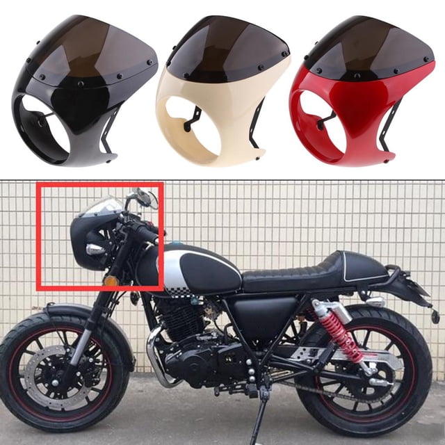 Headlight Cafe Racer Fairing Wind Screen Windshield Cover Mounting Screw Red