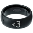 thumbnail image 2 of Tungsten Heart Text Symbol Love Band Ring 8mm Men Women Comfort Fit Black Dome Polished, 2 of 4