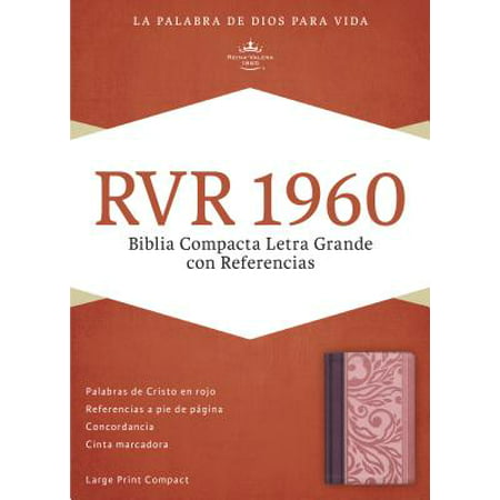 RVR 1960 Biblia Compacta Letra Grande con Referencias, borravino/rosado símil piel