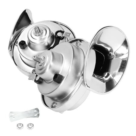 2PcS Super Loud Train Horns, car Air Electric Snail Double Horn, 12V Waterproof Air Horns Replacement Kit, Automotive Accessories Universal for car, Motorcycle, Truck, Bike, Boat (Silver)