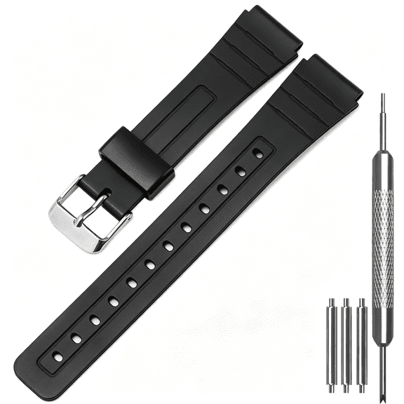 DESIGNICE Tpu Watch Band Replacement Compatible with F-91W F-84 F-94 F-105 F-108 A-158, Classic Sport Watch Strap for Men Women, Soft Tpu Watch Strap