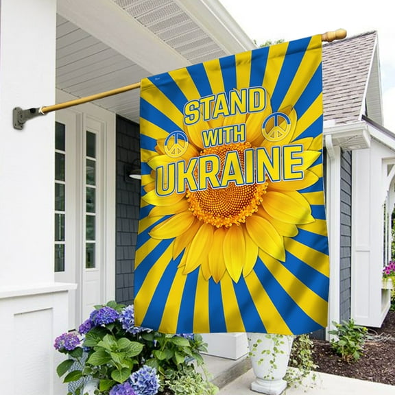 Flagwix Ukraine Flag Stand with Ukraine, Sunflower For Ukraine BNT584F Ukraine Flags, Indoor Outdoor Decoration - House Flag (29.5" x 39.5")
