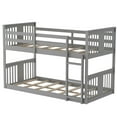 thumbnail image 6 of Harper & Bright Designs Twin Over Twin Bunk Bed with Built-in Ladders and Guardrail, Solid Wood Twin Size Floor Bunk Bed Frame, 6 of 10