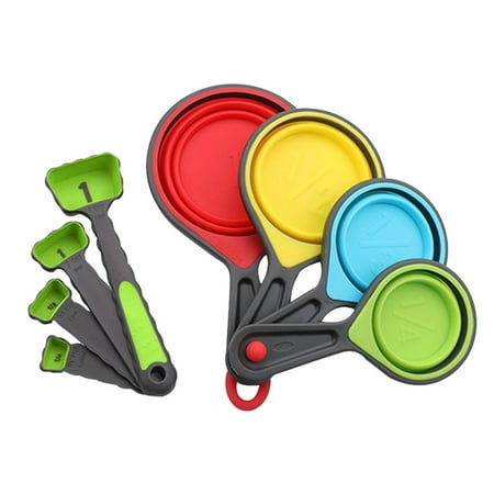 

DTOWER Healthy Silicone Measuring Cups Spoons Kitchen Tool Collapsible Baking Cook