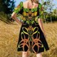 thumbnail image 5 of Vestido de noche de manga corta con estampado de bandera del orgullo LGBTQ+ sin costuras y repetitivo para mujer. Ropa para mujer., 5 of 7