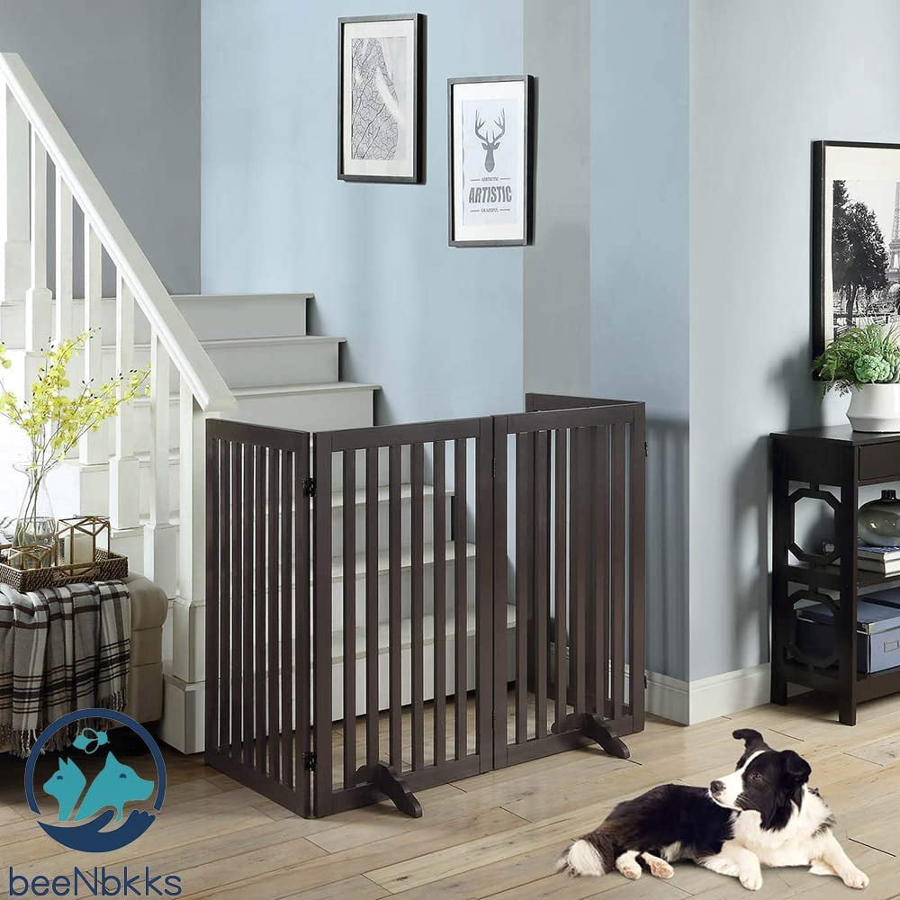 beeNbkks  36 in. High Pet Gate 4 Panels -  Espresso