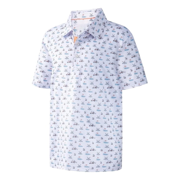 FYDUU Boys Polo Shirts Short Sleeve Printed Golf Shirts Collared Graphic Tee Tops for Kids Breathable Lightweight Polo Shirt School Wear 3-4 Years