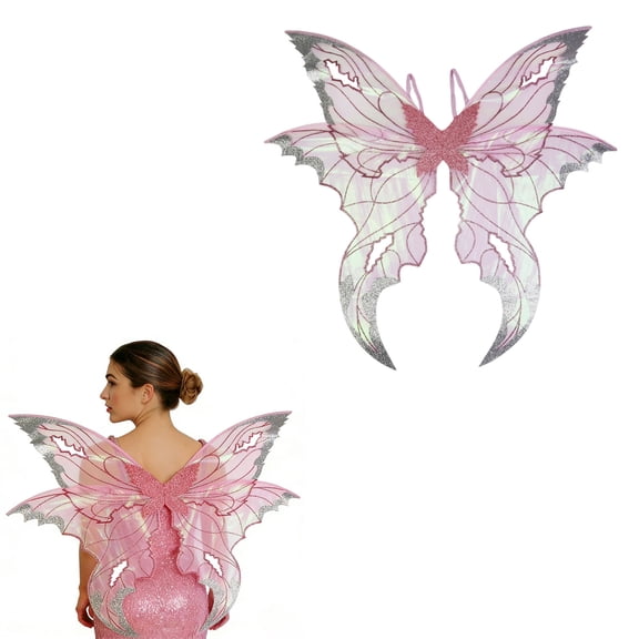 Fzsteel Sparkly Costume Wings with Elastic Shoulder Straps, Foldable Design for Holiday Parties, Masquerade Balls, Halloween Cosplay and Photo Shoots