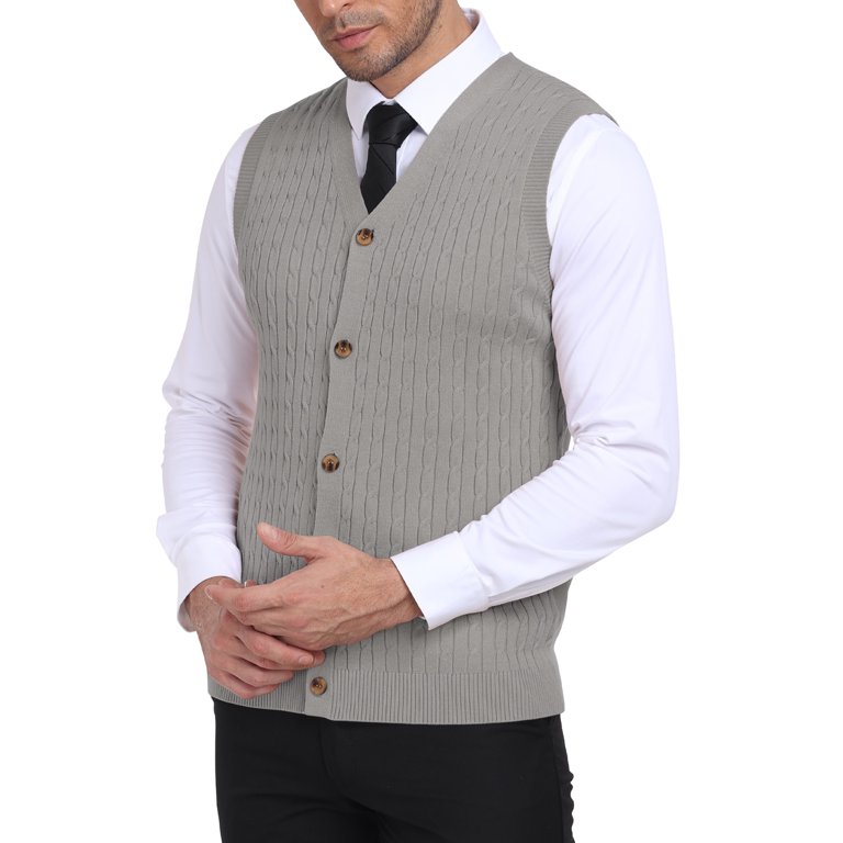 Haomeili Men's Button-Down Sleeveless Sweater Vest photo 2