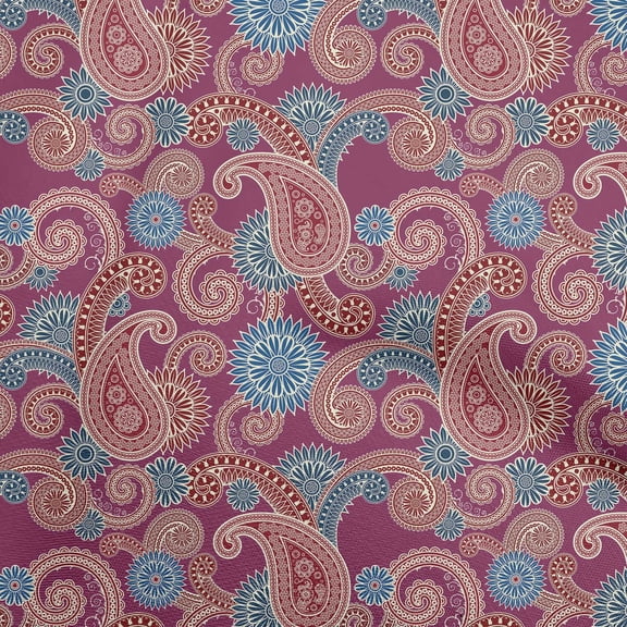 oneOone Viscose Chiffon Dark Magenta Fabric Paisleys Fabric For Sewing Printed Craft Fabric By The Yard 42 Inch Wide-8E