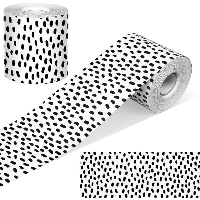 Bulletin Board Borders Zonon, 65 pies, lunares blancos y negros